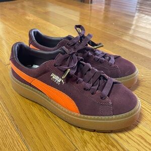 Puma Suede Platform Sneakers Maroon and Orange women’s 7.5